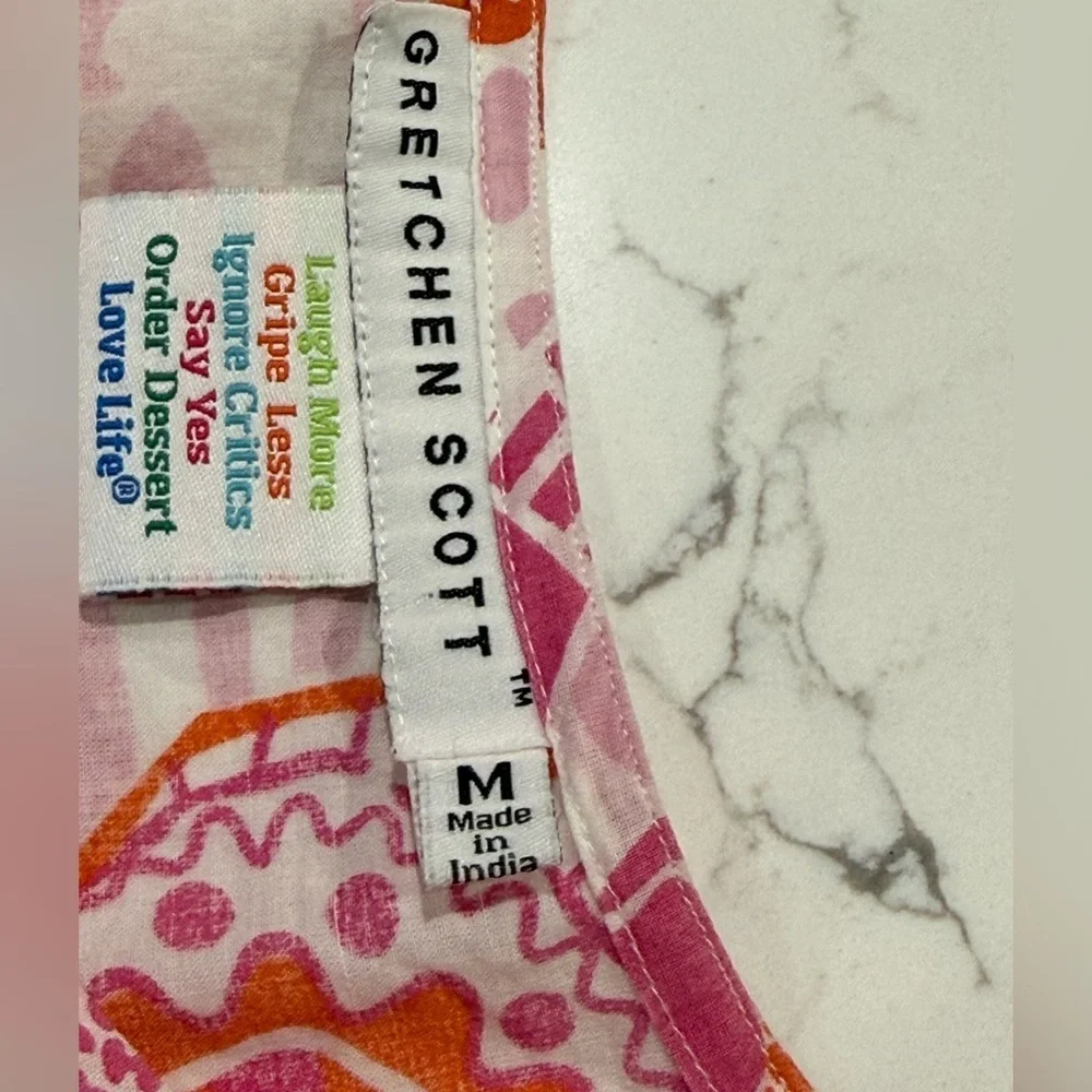 Gretchen Scott Turtle Time Tunic 100% Cotton Womens Size Medium Beach Resortwear